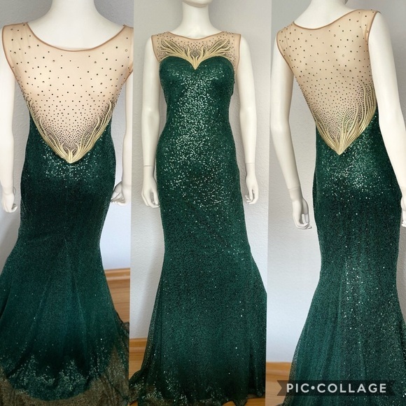 NWT LONG MERMAID PROM DRESS SEQUINS WEDDING GOWN LINED SPECIAL OCCASION EVENT - Picture 3 of 9